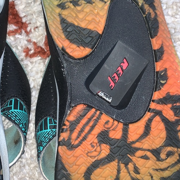 Reef- Mick Fanning Sandals- Bottle Opener FlipFlop- Men 9- Turquoise/Pink/Navy - Picture 5 of 11